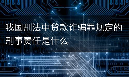 我国刑法中贷款诈骗罪规定的刑事责任是什么