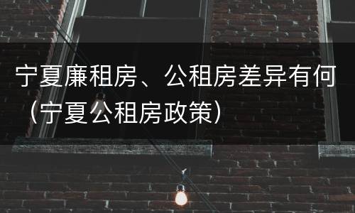 宁夏廉租房、公租房差异有何（宁夏公租房政策）