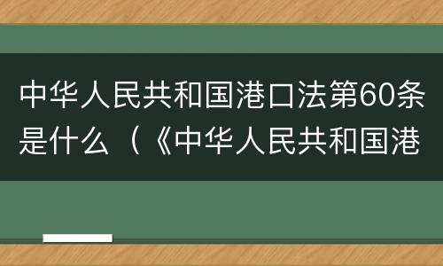 中华人民共和国港口法第60条是什么（《中华人民共和国港口法》）