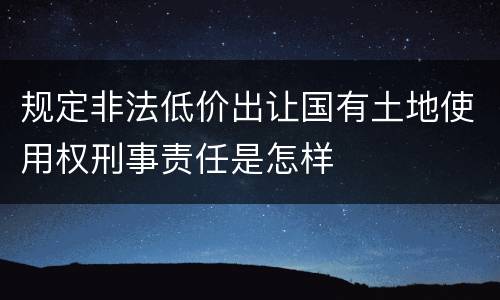 规定非法低价出让国有土地使用权刑事责任是怎样