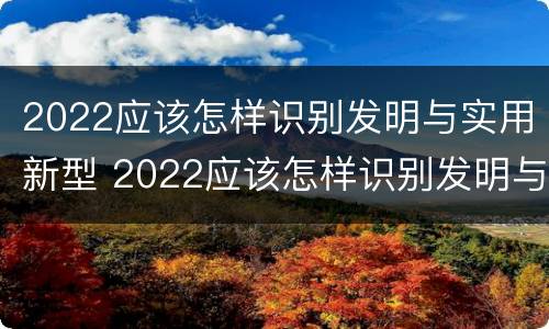 2022应该怎样识别发明与实用新型 2022应该怎样识别发明与实用新型产品呢