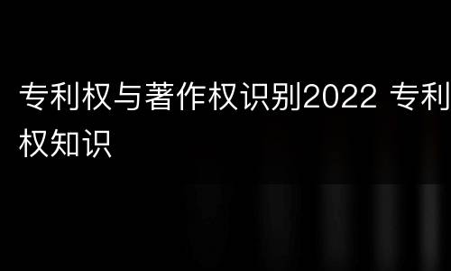 专利权与著作权识别2022 专利权知识