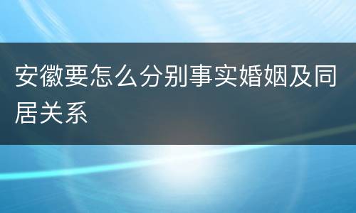 安徽要怎么分别事实婚姻及同居关系