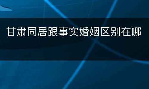 甘肃同居跟事实婚姻区别在哪