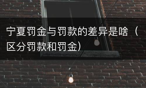 宁夏罚金与罚款的差异是啥（区分罚款和罚金）