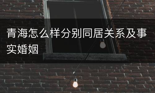 青海怎么样分别同居关系及事实婚姻