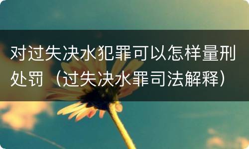 对过失决水犯罪可以怎样量刑处罚（过失决水罪司法解释）