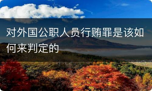 对外国公职人员行贿罪是该如何来判定的