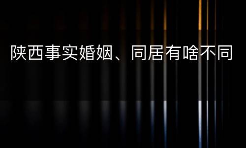 陕西事实婚姻、同居有啥不同