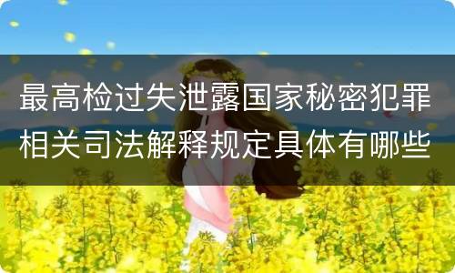 最高检过失泄露国家秘密犯罪相关司法解释规定具体有哪些重要内容
