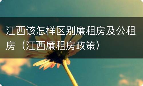 江西该怎样区别廉租房及公租房（江西廉租房政策）