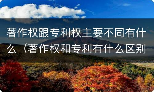著作权跟专利权主要不同有什么（著作权和专利有什么区别）