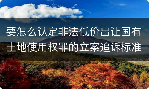 要怎么认定非法低价出让国有土地使用权罪的立案追诉标准