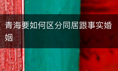 青海要如何区分同居跟事实婚姻