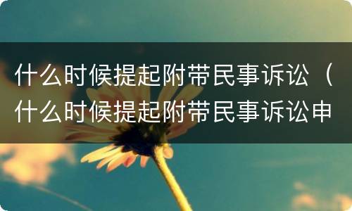 什么时候提起附带民事诉讼（什么时候提起附带民事诉讼申请）