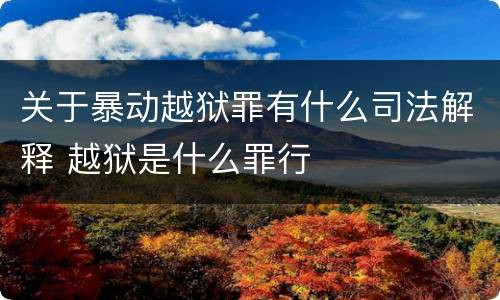 关于暴动越狱罪有什么司法解释 越狱是什么罪行
