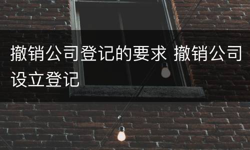撤销公司登记的要求 撤销公司设立登记