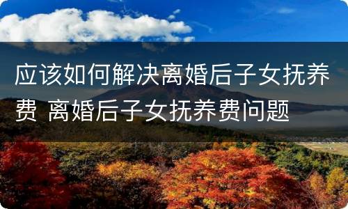 应该如何解决离婚后子女抚养费 离婚后子女抚养费问题