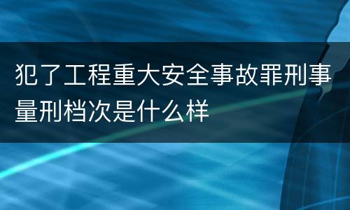 犯了工程重大安全事故罪刑事量刑档次是什么样