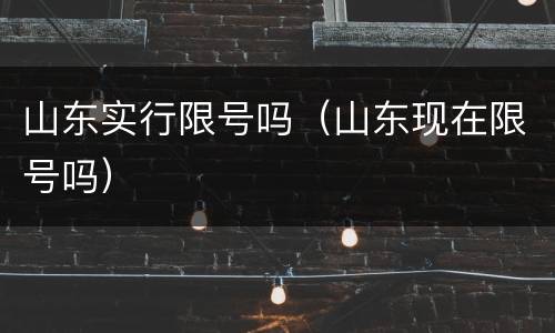 山东实行限号吗（山东现在限号吗）