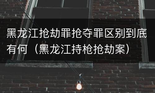 黑龙江抢劫罪抢夺罪区别到底有何（黑龙江持枪抢劫案）