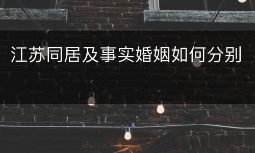 江苏同居及事实婚姻如何分别