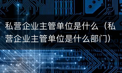 私营企业主管单位是什么（私营企业主管单位是什么部门）