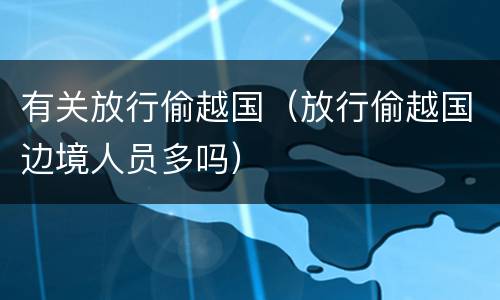 有关放行偷越国（放行偷越国边境人员多吗）