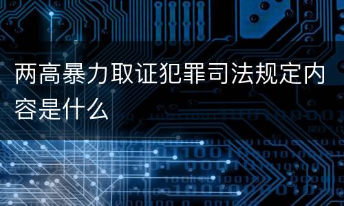 两高暴力取证犯罪司法规定内容是什么