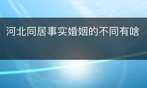 河北同居事实婚姻的不同有啥