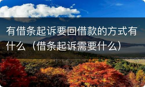 有借条起诉要回借款的方式有什么（借条起诉需要什么）