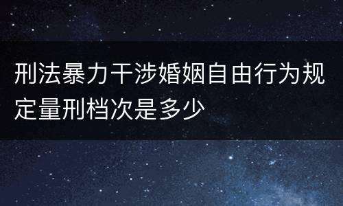 刑法暴力干涉婚姻自由行为规定量刑档次是多少