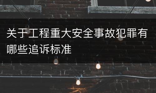 关于工程重大安全事故犯罪有哪些追诉标准