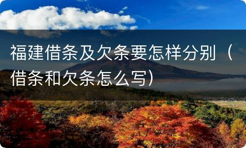 福建借条及欠条要怎样分别（借条和欠条怎么写）