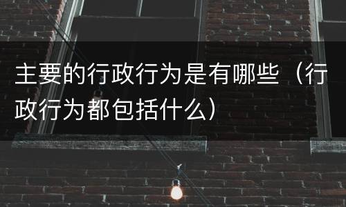 主要的行政行为是有哪些（行政行为都包括什么）