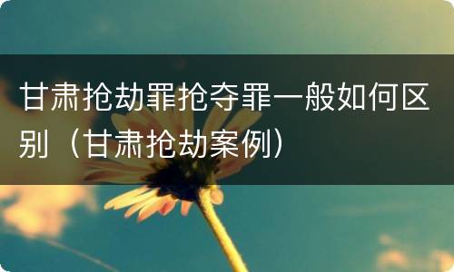 甘肃抢劫罪抢夺罪一般如何区别（甘肃抢劫案例）