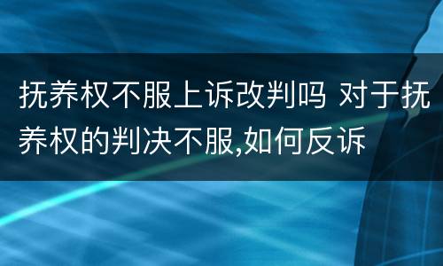 抚养权不服上诉改判吗 对于抚养权的判决不服,如何反诉