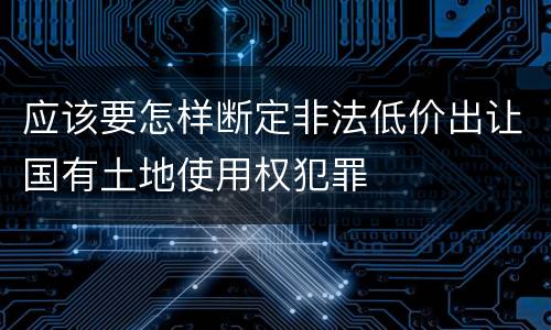 应该要怎样断定非法低价出让国有土地使用权犯罪