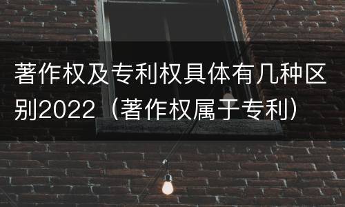 著作权及专利权具体有几种区别2022（著作权属于专利）