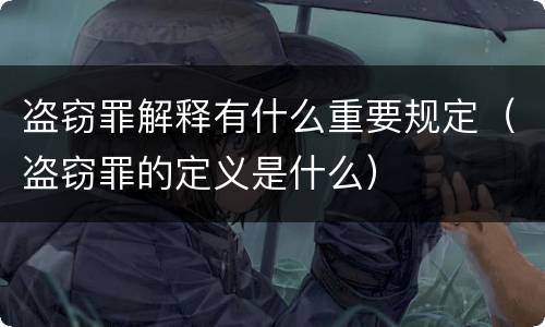 盗窃罪解释有什么重要规定（盗窃罪的定义是什么）