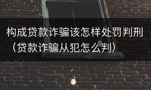 构成贷款诈骗该怎样处罚判刑（贷款诈骗从犯怎么判）