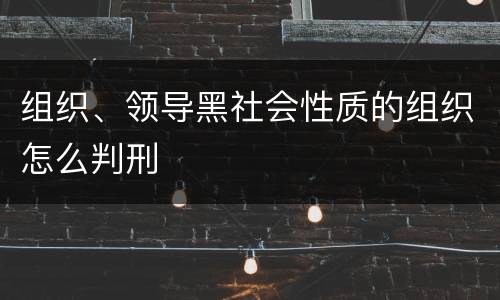 组织、领导黑社会性质的组织怎么判刑