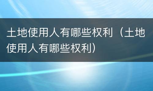 土地使用人有哪些权利（土地使用人有哪些权利）