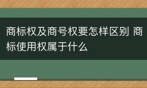 商标权及商号权要怎样区别 商标使用权属于什么