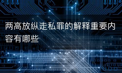 两高放纵走私罪的解释重要内容有哪些