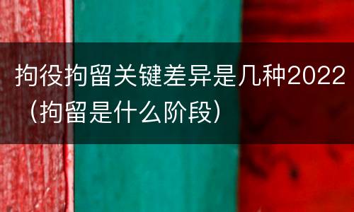 拘役拘留关键差异是几种2022（拘留是什么阶段）