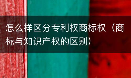 怎么样区分专利权商标权（商标与知识产权的区别）