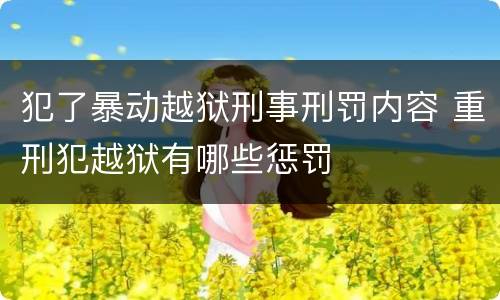 犯了暴动越狱刑事刑罚内容 重刑犯越狱有哪些惩罚