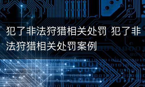 犯了非法狩猎相关处罚 犯了非法狩猎相关处罚案例