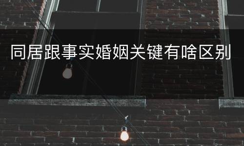 同居跟事实婚姻关键有啥区别